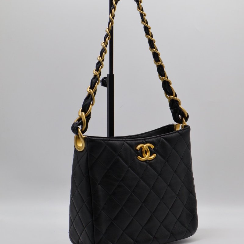 CHANEL 24S嬉皮單肩Hobo - 黑金-1
