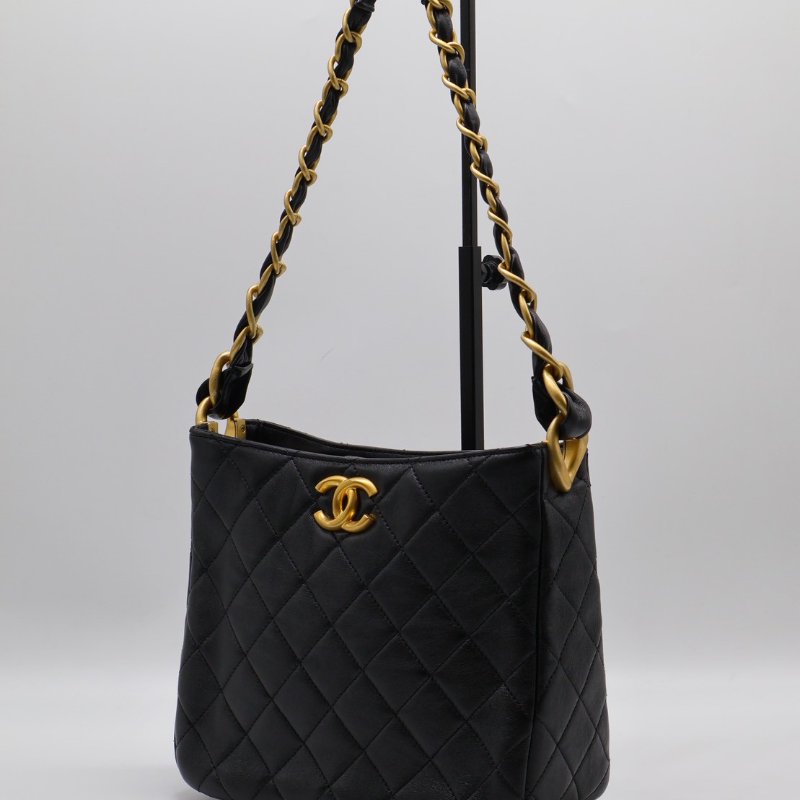 CHANEL 24S嬉皮單肩Hobo - 黑金-2