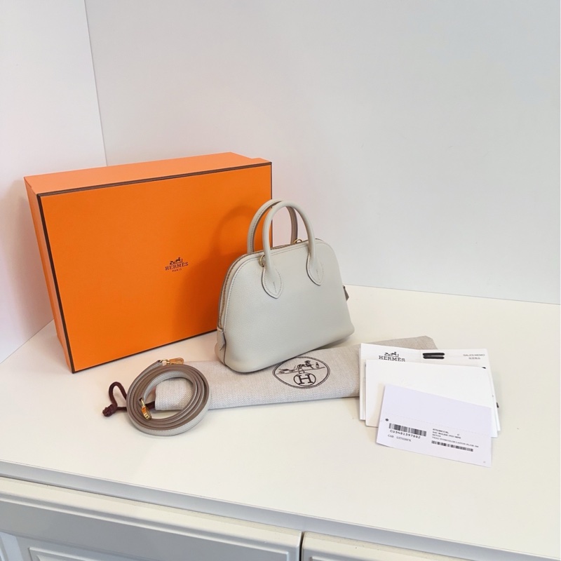 【98新全套🆕】Hermes mini bolide 保齡球包  冰川白金扣  U刻 手提包斜挎包-1