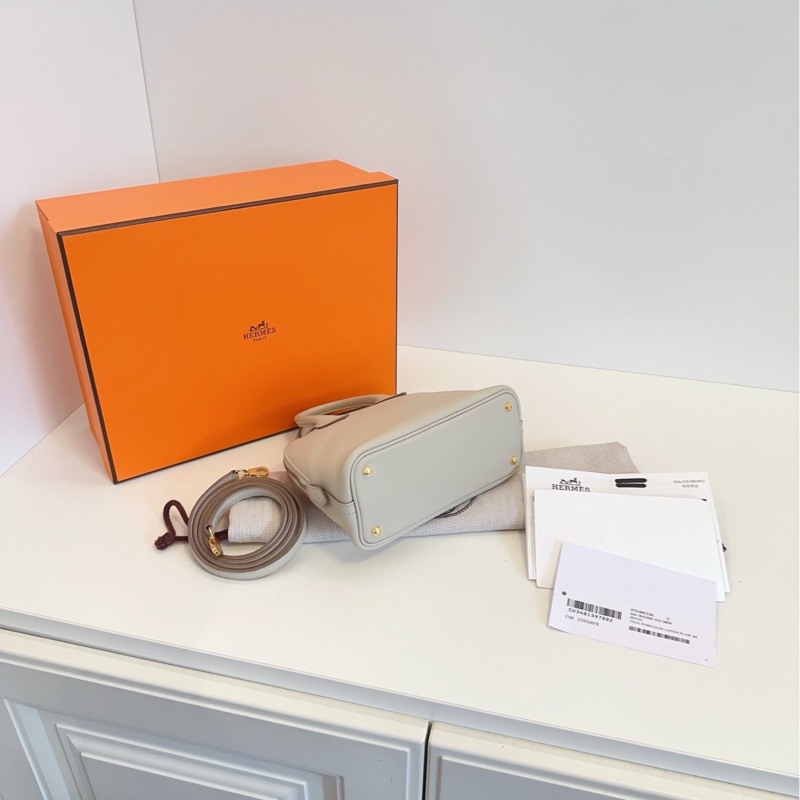 【98新全套🆕】Hermes mini bolide 保齡球包  冰川白金扣  U刻 手提包斜挎包-3