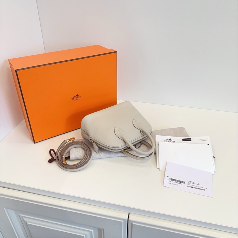 【98新全套🆕】Hermes mini bolide 保齡球包  冰川白金扣  U刻 手提包斜挎包-5