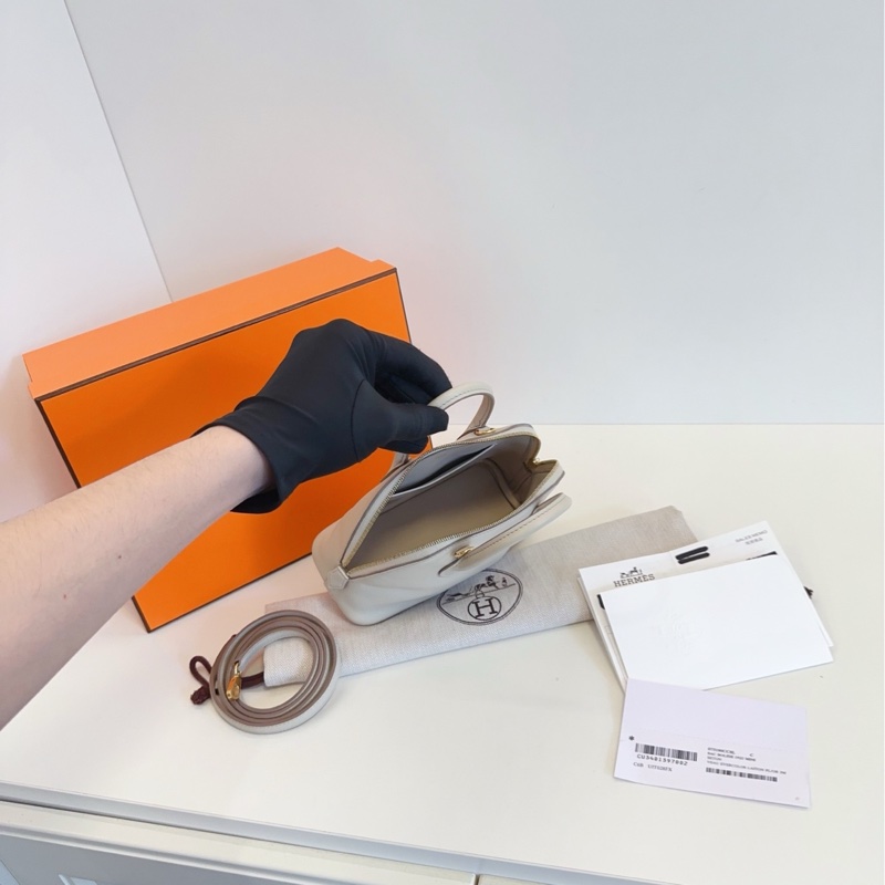 【98新全套🆕】Hermes mini bolide 保齡球包  冰川白金扣  U刻 手提包斜挎包-6
