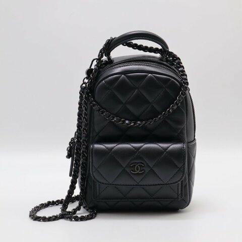 CHANEL 25P羊皮迷你後背包 - So black