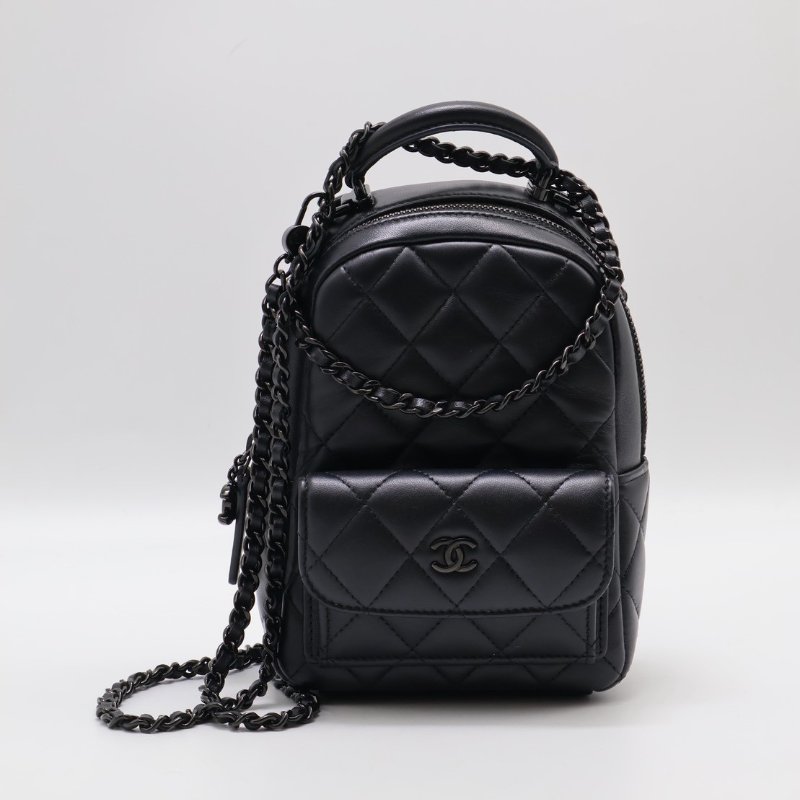 CHANEL 25P羊皮迷你後背包 - So black-0