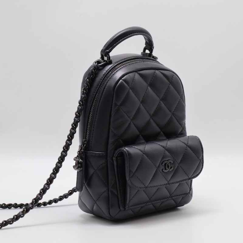 CHANEL 25P羊皮迷你後背包 - So black-1