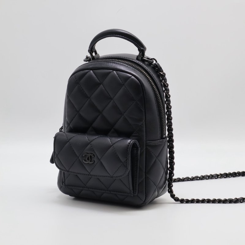 CHANEL 25P羊皮迷你後背包 - So black-2