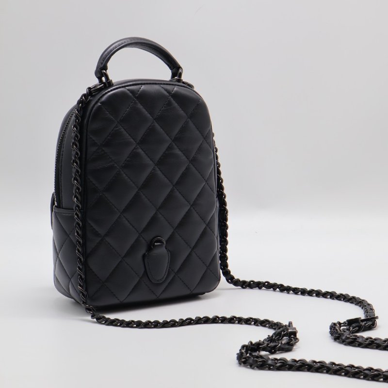 CHANEL 25P羊皮迷你後背包 - So black-3