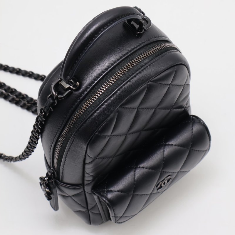 CHANEL 25P羊皮迷你後背包 - So black-5