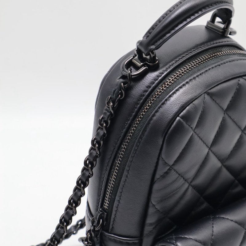 CHANEL 25P羊皮迷你後背包 - So black-6