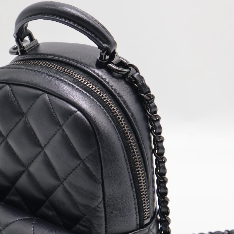 CHANEL 25P羊皮迷你後背包 - So black-7