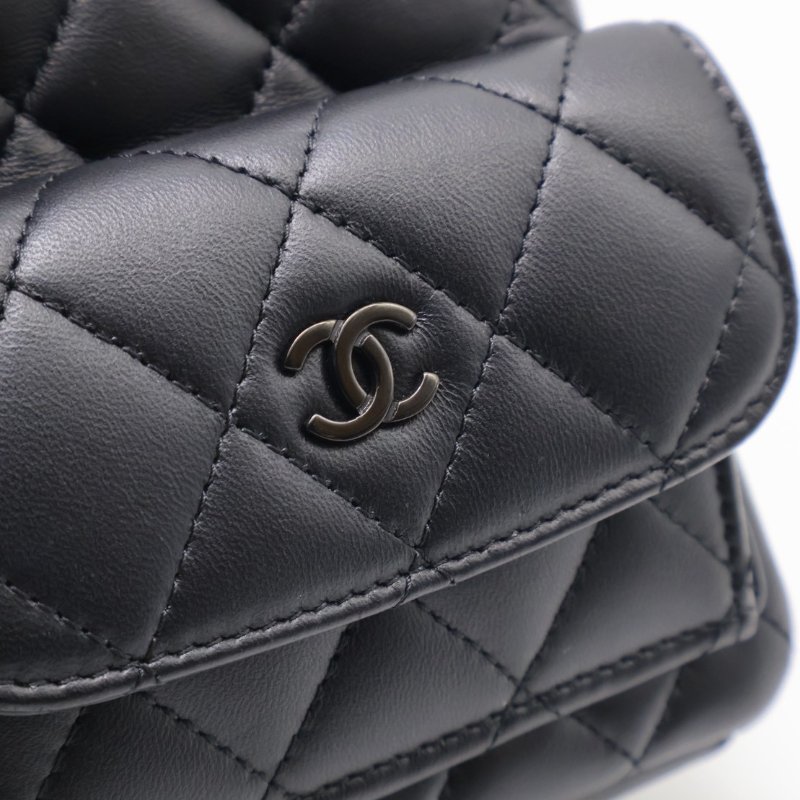 CHANEL 25P羊皮迷你後背包 - So black-9