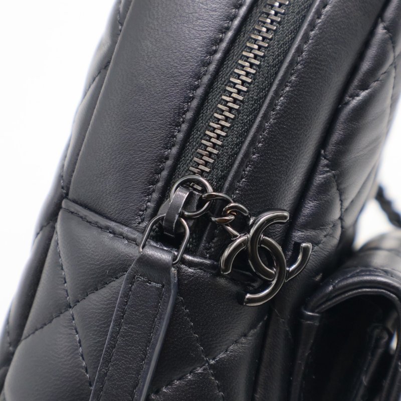 CHANEL 25P羊皮迷你後背包 - So black-13