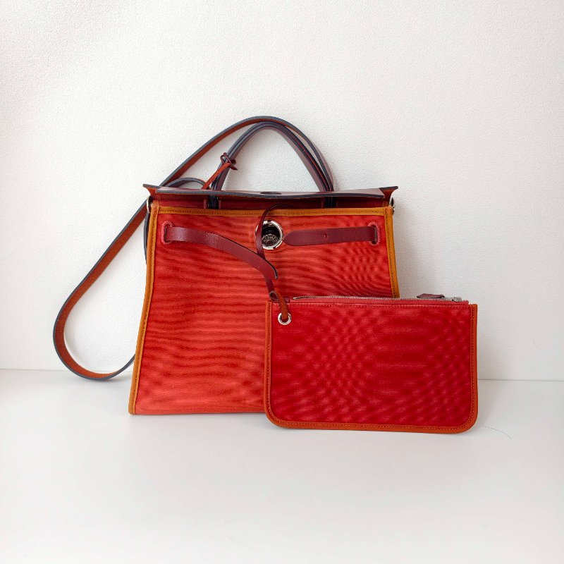 愛馬仕/Hermes herbag 31 9J火焰橙色 T刻 帆布 31*25*10cm 2015年 97新-0