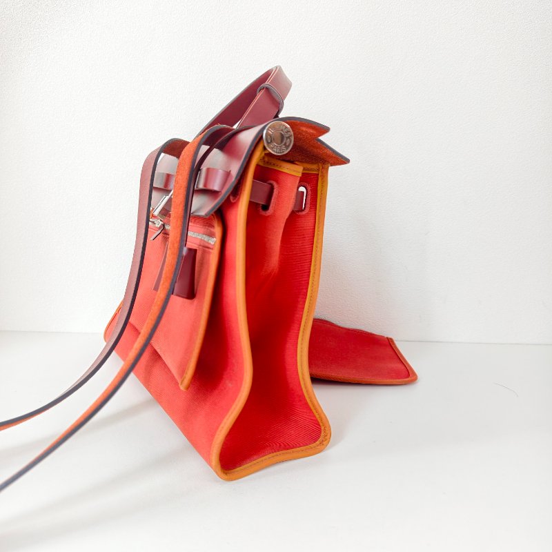 愛馬仕/Hermes herbag 31 9J火焰橙色 T刻 帆布 31*25*10cm 2015年 97新-5