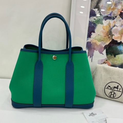Hermes 愛馬仕garden party花園30 薄荷綠拼伊茲密爾藍 B刻 有購證