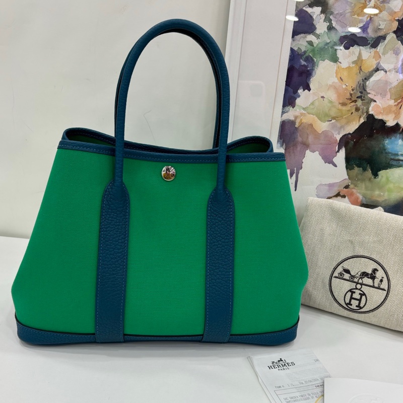 Hermes 愛馬仕garden party花園30 薄荷綠拼伊茲密爾藍 B刻 有購證-1