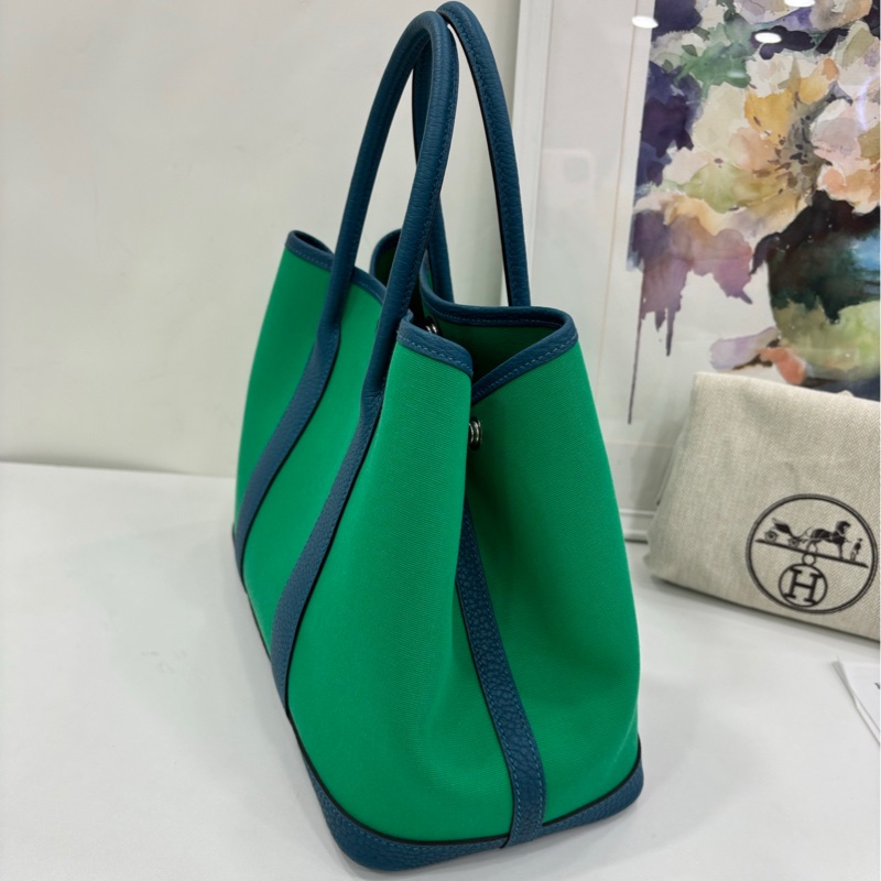 Hermes 愛馬仕garden party花園30 薄荷綠拼伊茲密爾藍 B刻 有購證-2