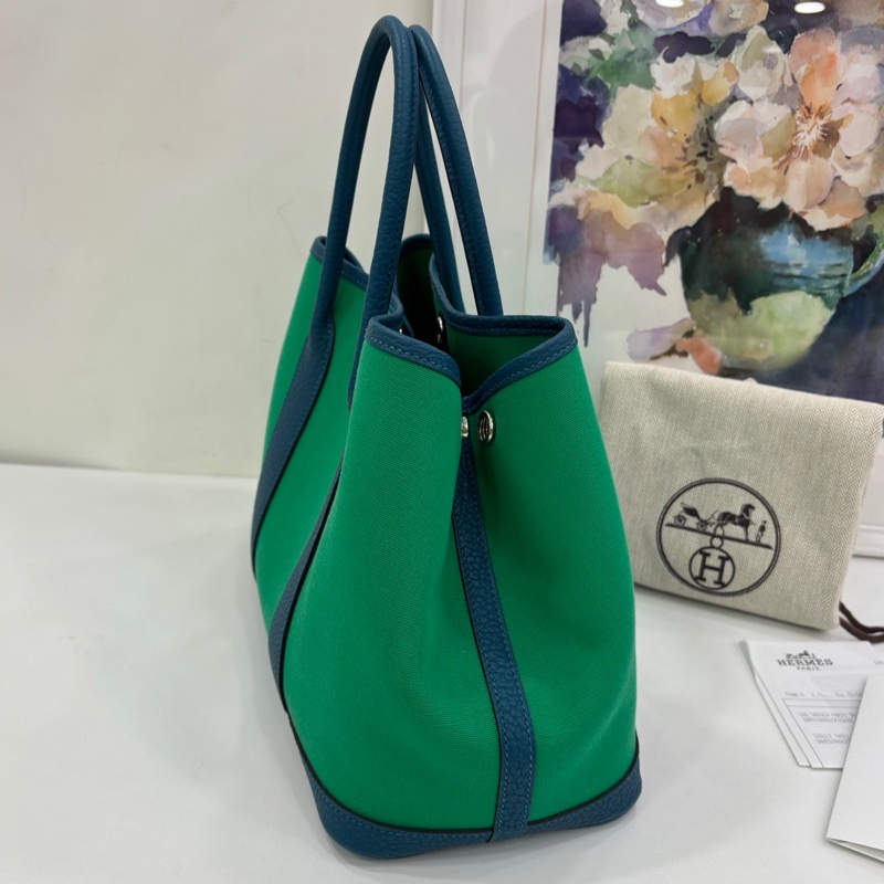 Hermes 愛馬仕garden party花園30 薄荷綠拼伊茲密爾藍 B刻 有購證-3