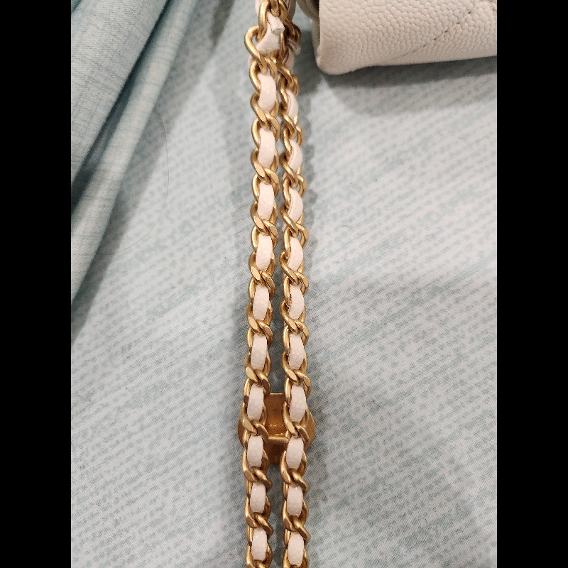 22C Chanel 白雪公主金幣 Mini Flap｜白色荔枝皮 金扣-34