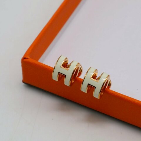 HERMES Mini pop H耳環 - 白玫瑰金
