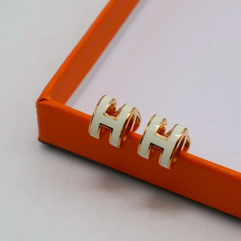 HERMES Mini pop H耳環 - 白玫瑰金-0