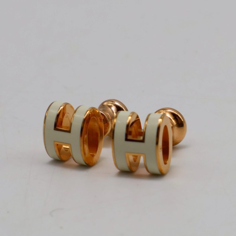 HERMES Mini pop H耳環 - 白玫瑰金-1