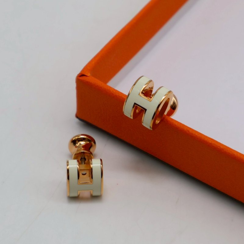 HERMES Mini pop H耳環 - 白玫瑰金-2