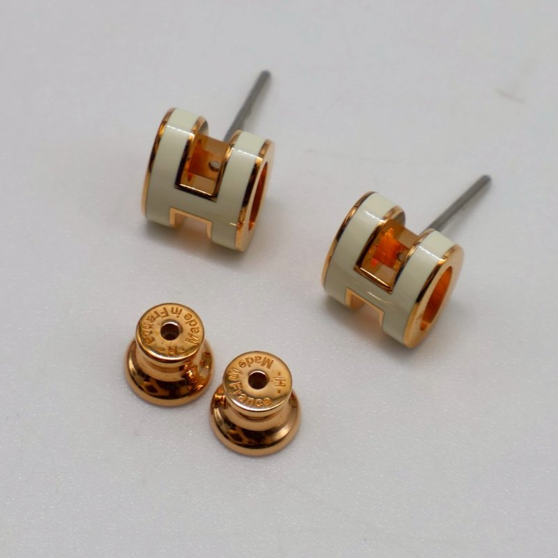 HERMES Mini pop H耳環 - 白玫瑰金-5
