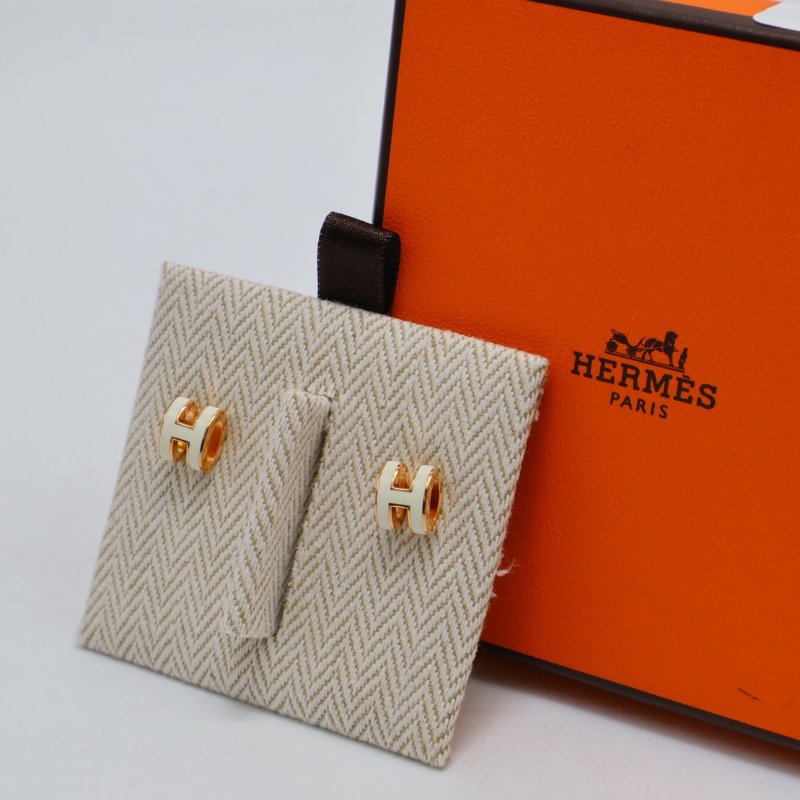 HERMES Mini pop H耳環 - 白玫瑰金-8