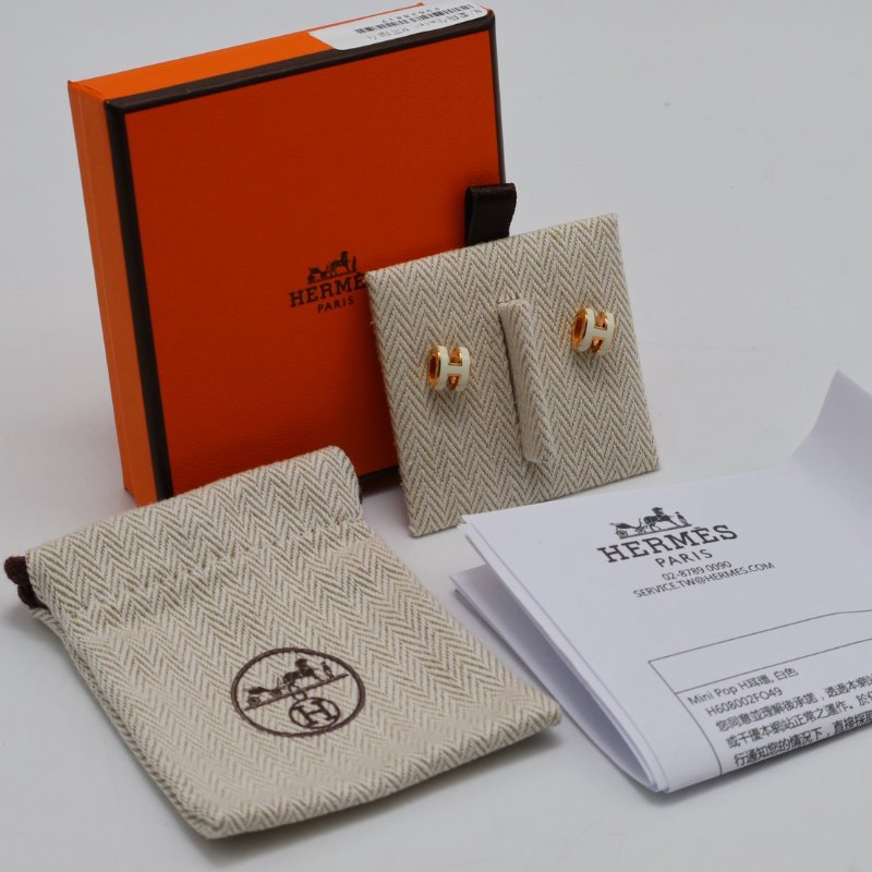HERMES Mini pop H耳環 - 白玫瑰金-9