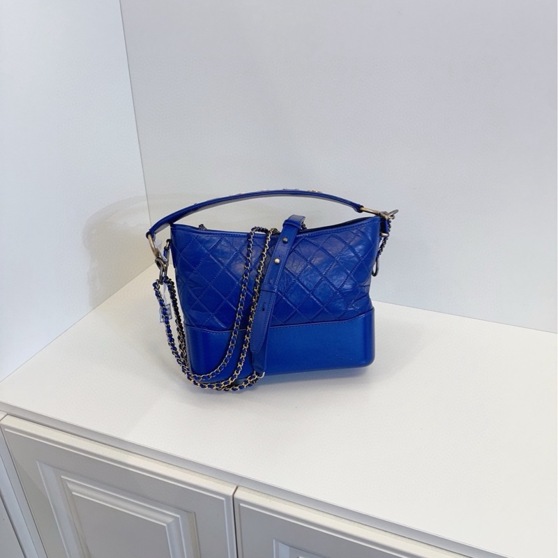 【99新🆕】Chanel Gabrielle 藍色高價款字母手柄💎菱格流浪包中號 手提單肩斜挎包-1