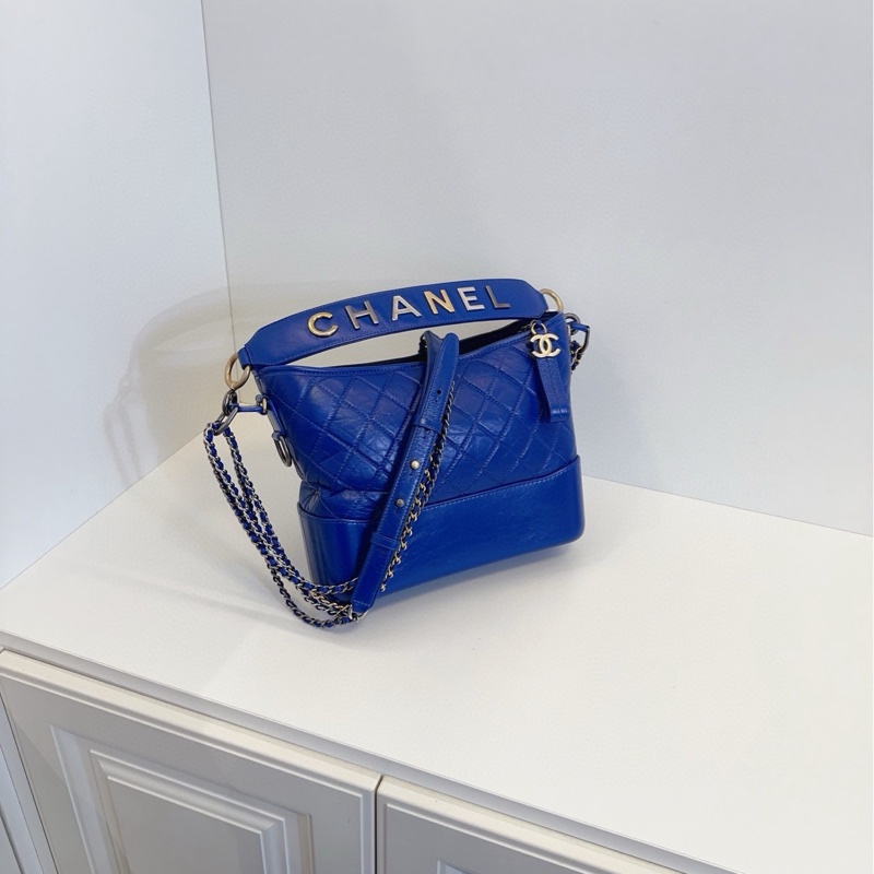 【99新🆕】Chanel Gabrielle 藍色高價款字母手柄💎菱格流浪包中號 手提單肩斜挎包-2