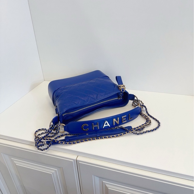 【99新🆕】Chanel Gabrielle 藍色高價款字母手柄💎菱格流浪包中號 手提單肩斜挎包-4