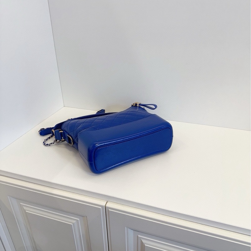 【99新🆕】Chanel Gabrielle 藍色高價款字母手柄💎菱格流浪包中號 手提單肩斜挎包-5