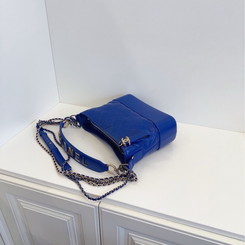 【99新🆕】Chanel Gabrielle 藍色高價款字母手柄💎菱格流浪包中號 手提單肩斜挎包-7