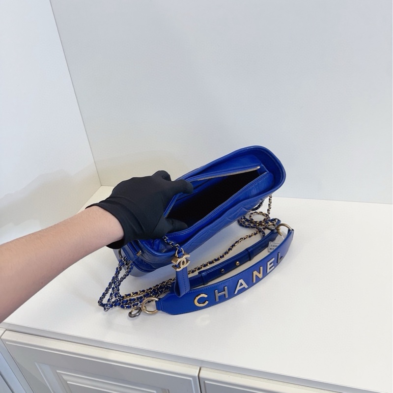 【99新🆕】Chanel Gabrielle 藍色高價款字母手柄💎菱格流浪包中號 手提單肩斜挎包-8