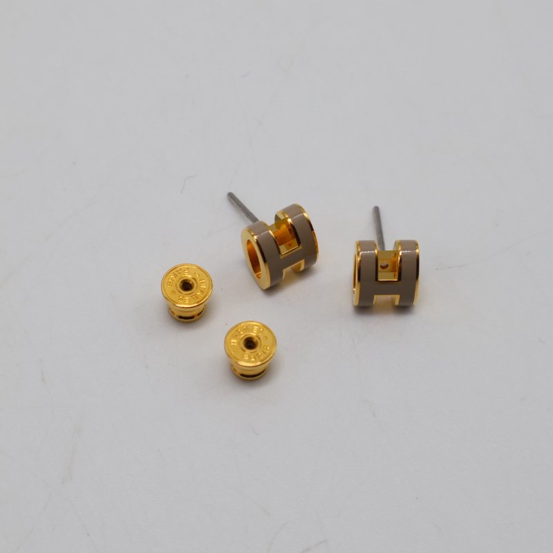 HERMES Mini pop H耳環 - 奶茶金-1
