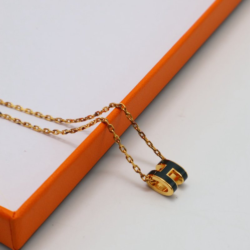 HERMES Mini pop H項鍊 - 松柏綠金-3