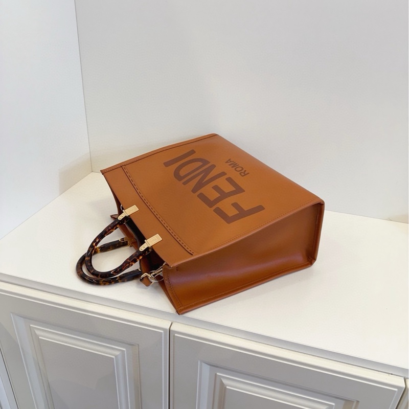 【98新🆕】Fendi 焦糖色玳瑁手柄sunshine tote 寬肩帶 中號 手提單肩包-6