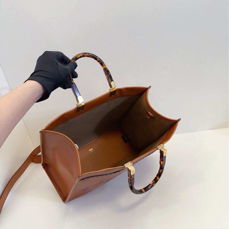 【98新🆕】Fendi 焦糖色玳瑁手柄sunshine tote 寬肩帶 中號 手提單肩包-7