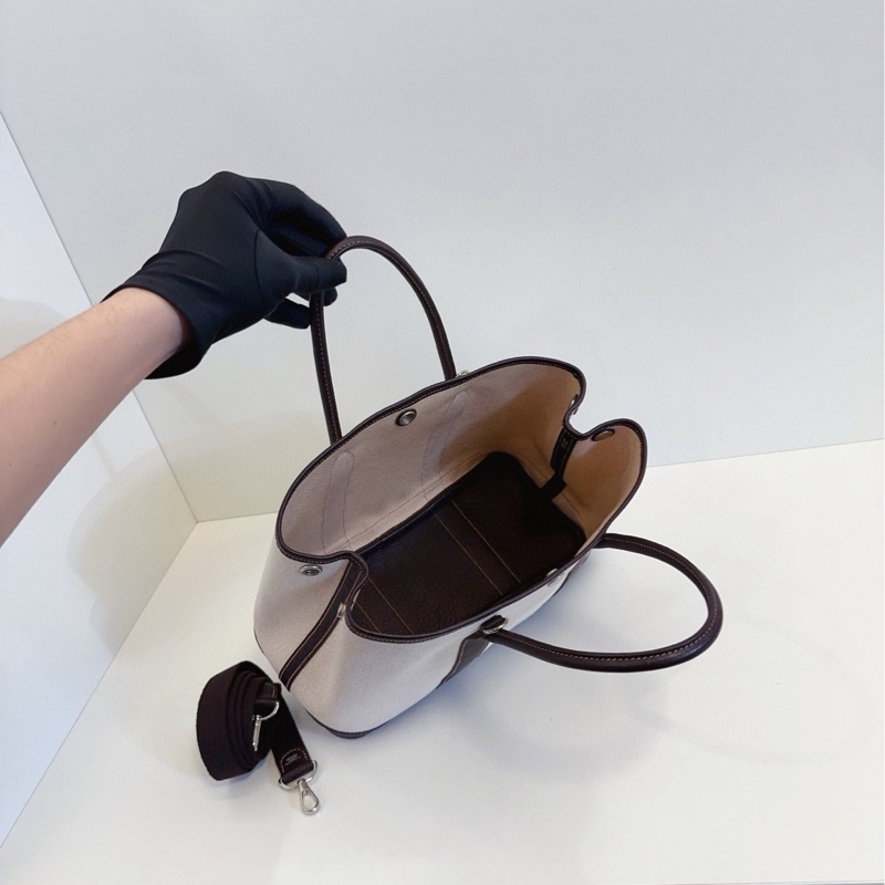 【98新🆕】Hermes Garden party  GP30 米白拼棕色皮花園包 框I 手提包-8