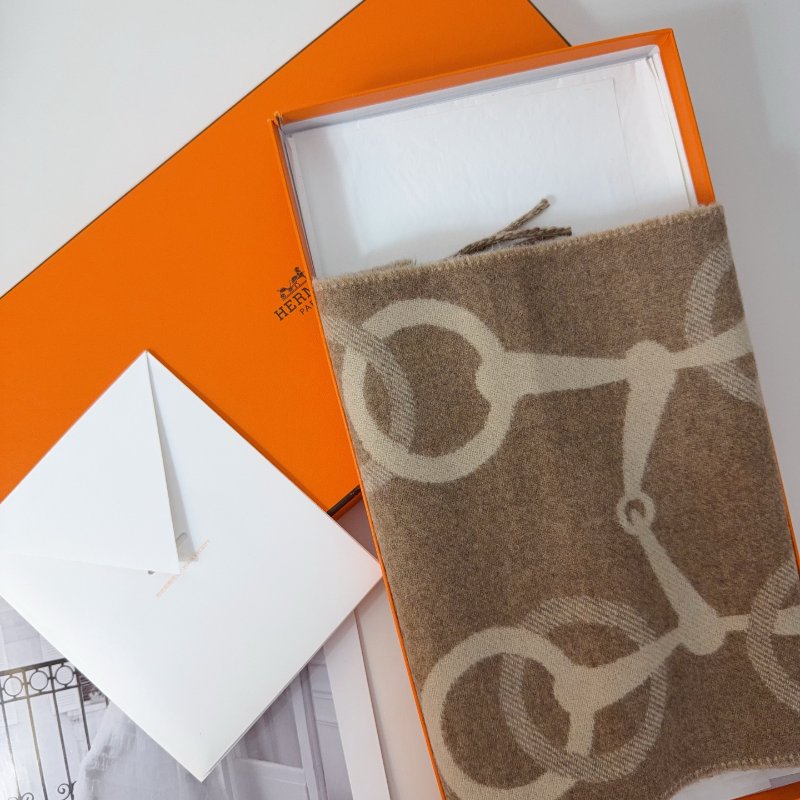 Hermes 愛馬仕山羊絨圍巾 全新帶吊牌 170*25cm-1