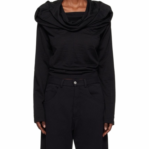 Mm6 Maison Margiela 女士 平紋針織長袖上衣XXS XS S M L XL XXL碼模特身高 177 cm，所穿尺碼 XS 查看尺碼表