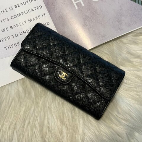 全新 香奈兒經典CF金釦長夾