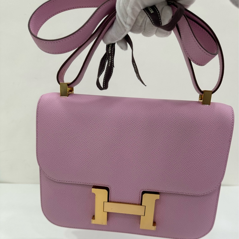 Hermes 愛馬仕 constance24 康康 X9錦葵紫 金扣 epsom皮 U刻 鏡子 有票 閒置-6
