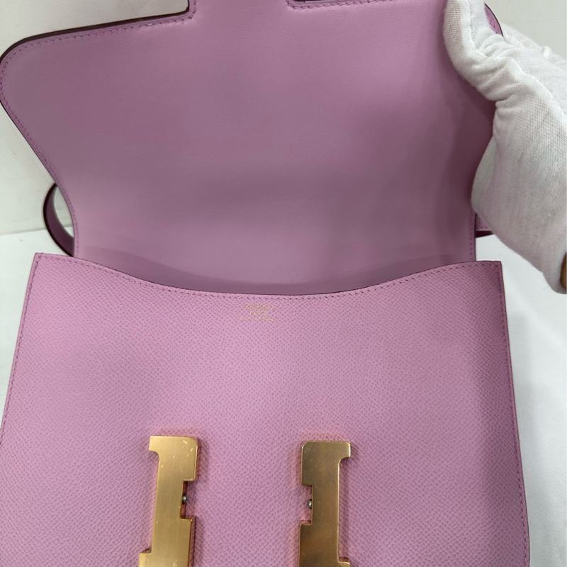 Hermes 愛馬仕 constance24 康康 X9錦葵紫 金扣 epsom皮 U刻 鏡子 有票 閒置-7