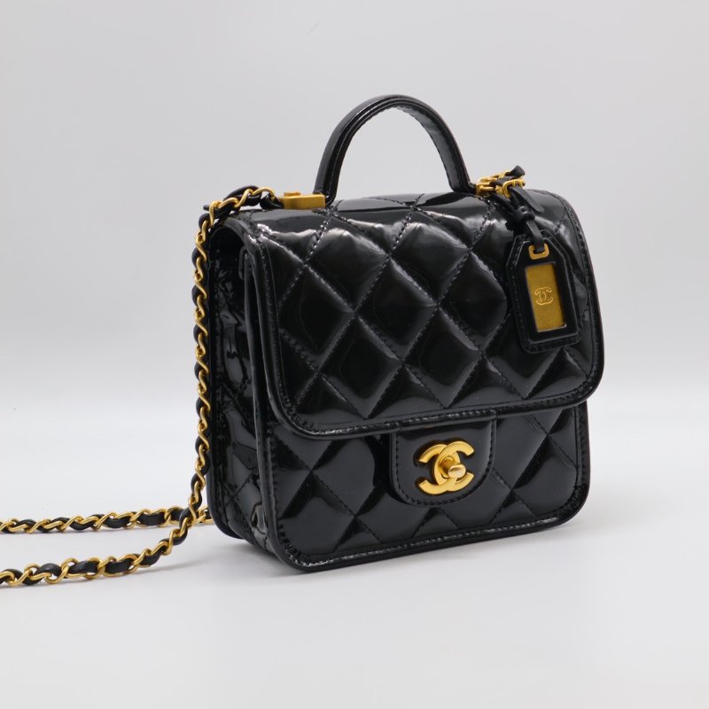 CHANEL 22K漆皮豆腐包 - 黑金-1