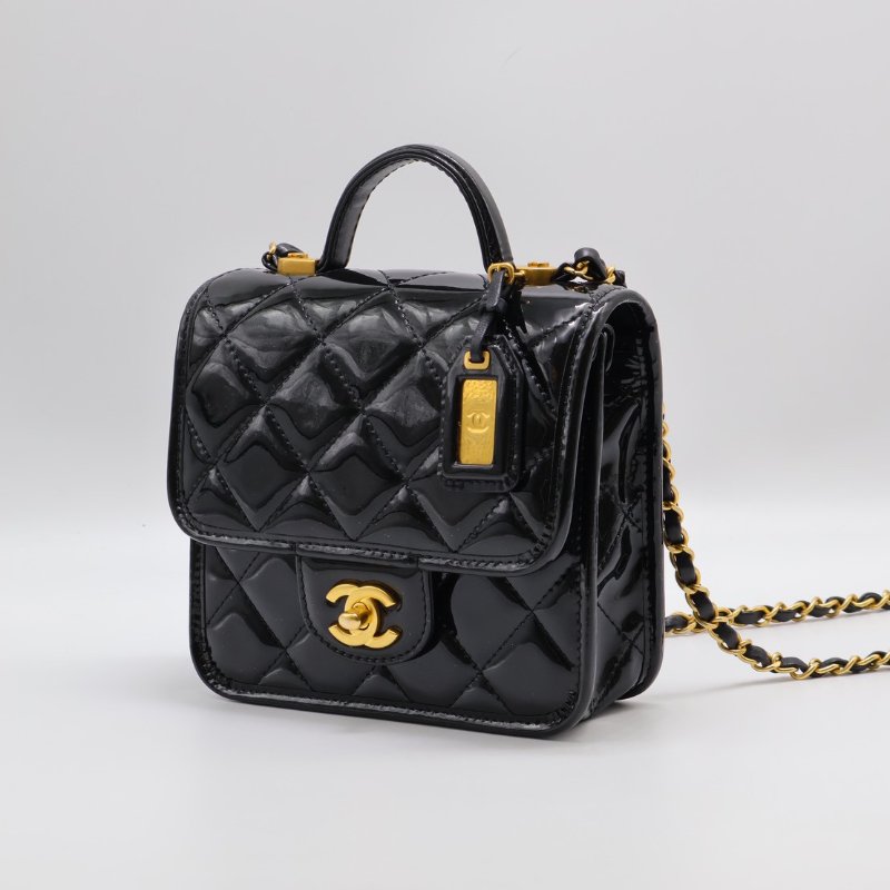 CHANEL 22K漆皮豆腐包 - 黑金-2