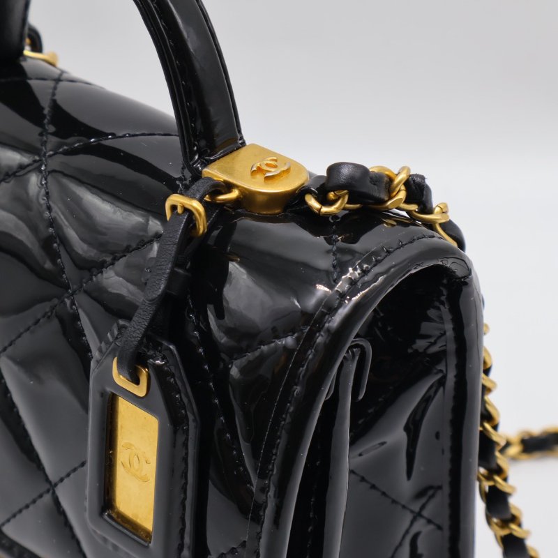 CHANEL 22K漆皮豆腐包 - 黑金-5