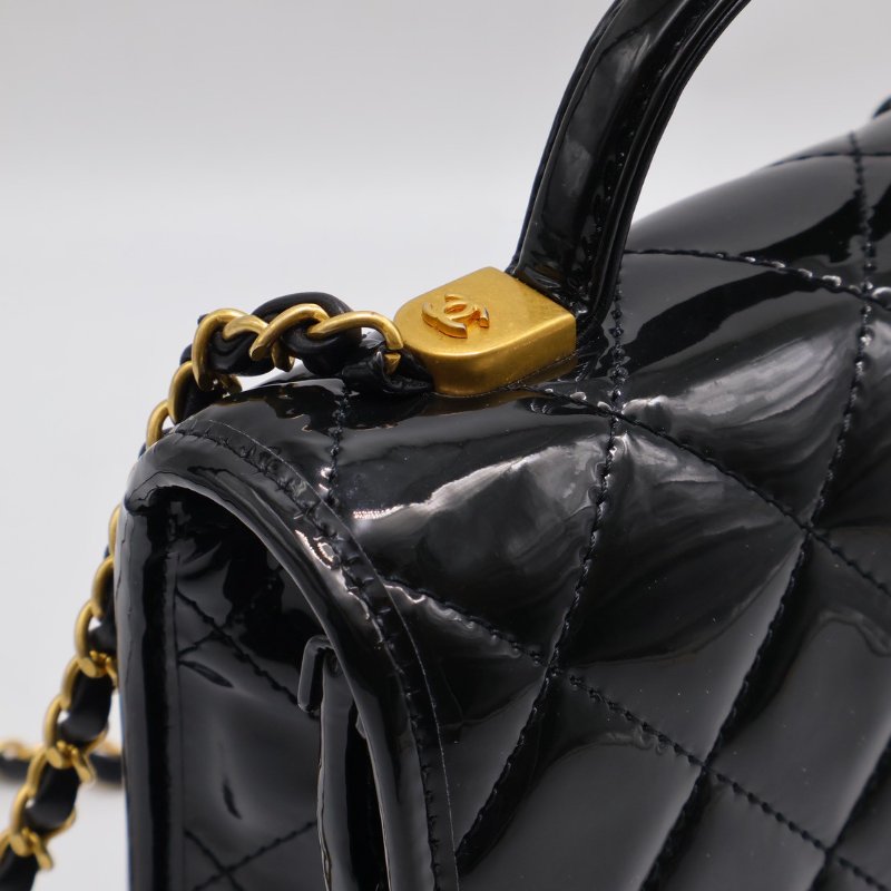 CHANEL 22K漆皮豆腐包 - 黑金-6